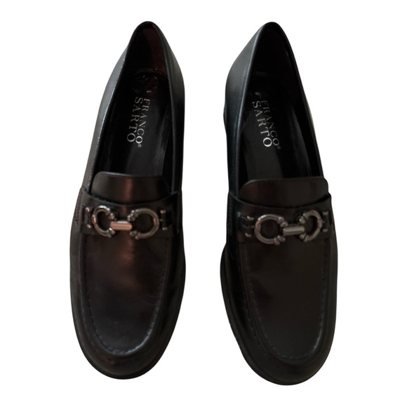 Franco Sarto Black Slip-On Loafers with Metal Details size 6.5M Leather. - Picture 2 of 9